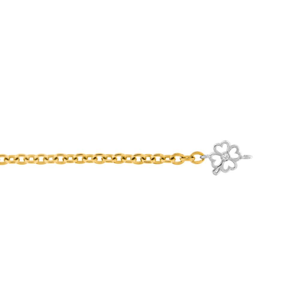 Bracciale Saldato in Titanio con Quadrifoglio in Oro 18kt e Diamante Lab