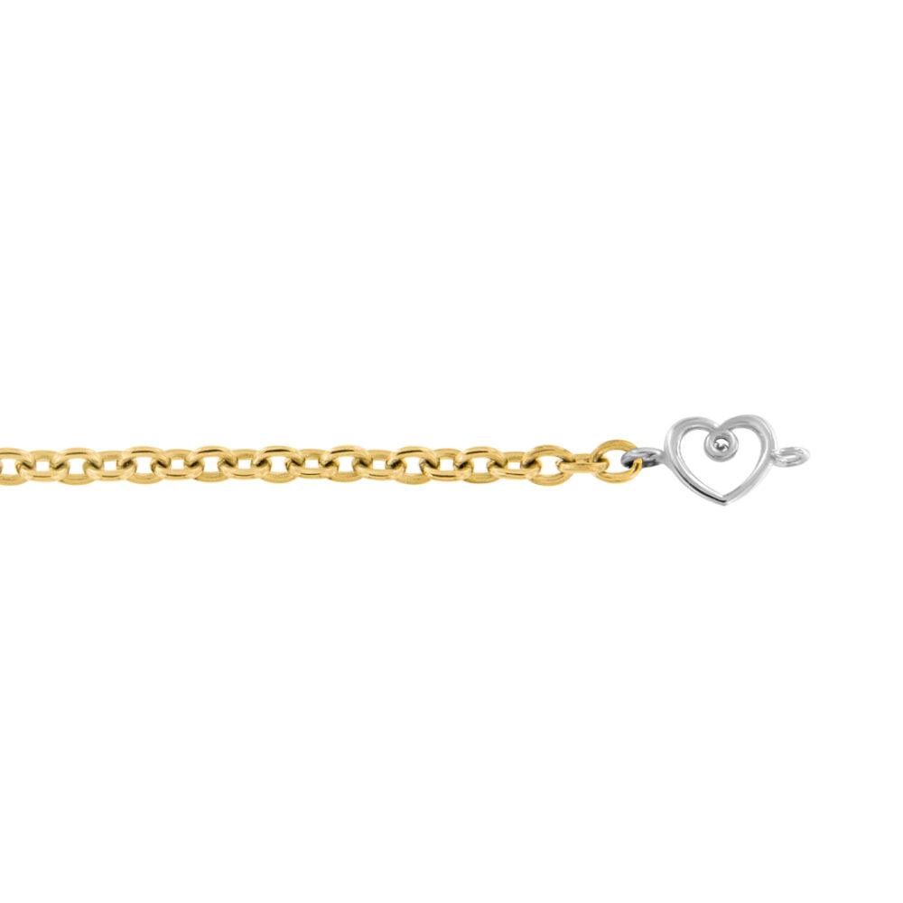 Bracciale Saldato in Titanio con Cuore in Oro 18kt e Diamante Lab