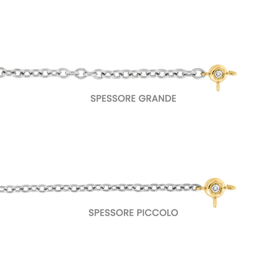 Bracciale Saldato in Titanio con Cipollina in Oro 18kt e Diamante Lab Componibile con Charms - immagine 3