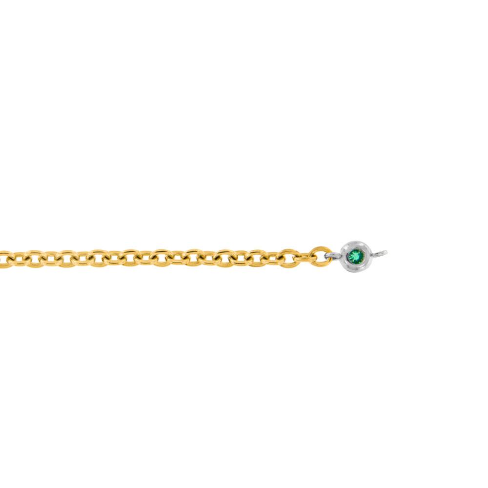 Bracciale Saldato in Titanio con Cipollina in Oro 18kt e Smeraldo lab
